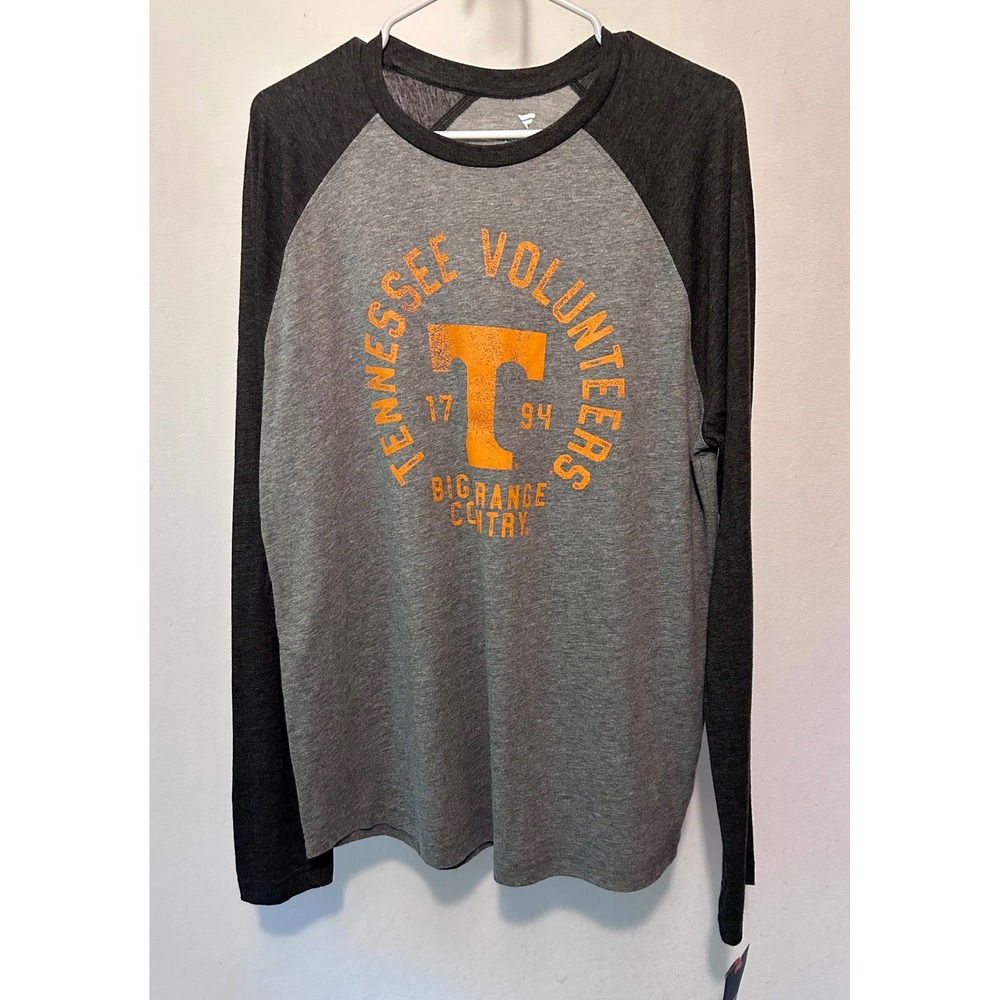 Fanatics Tennessee Volunteers Mens Large Grey‎ Raglan Long Sleeve T-Shirt NWT